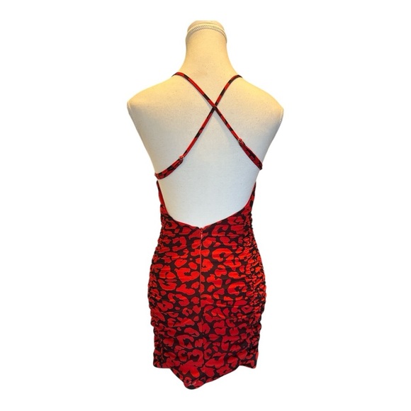 NWOT Michael Costello x REVOLVE Afton Mini Dress in Red & Black Leopard Sz S - Picture 4 of 6